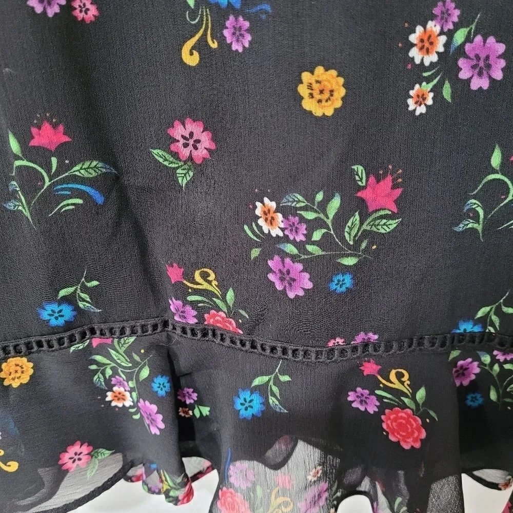 D-Signed girls‎ black floral coco ruffle dress size L(14/16)